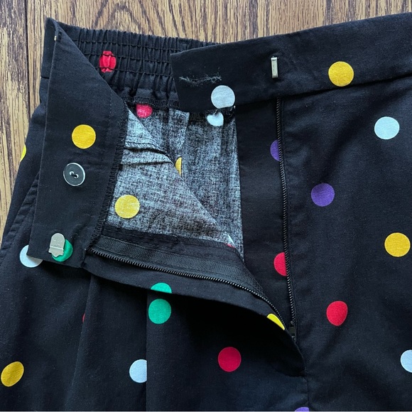 QUANTUM Vintage Black High Waist Wide Bermuda Shorts Culottes Multi Polka Dot 12 - Picture 4 of 10